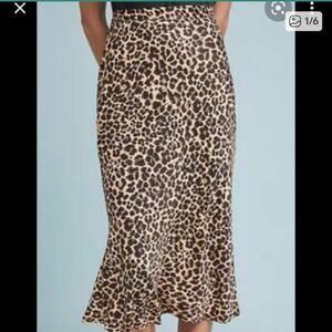 Anthropologie Leopard Print Midi Skirt